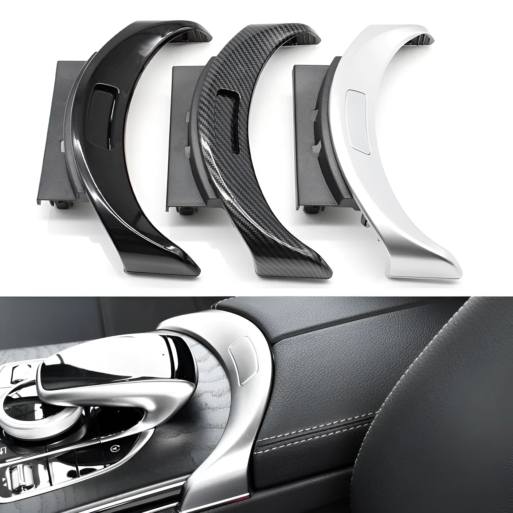 Silver electroplated armrest button panel for Mercedes C-Class and GLC dashboard