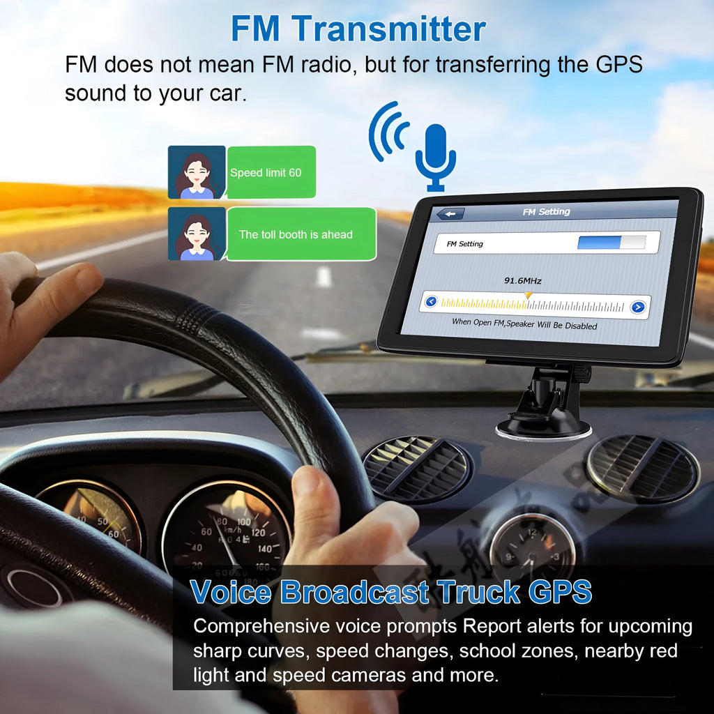 7-inch portable car GPS navigation device with bracket and charger