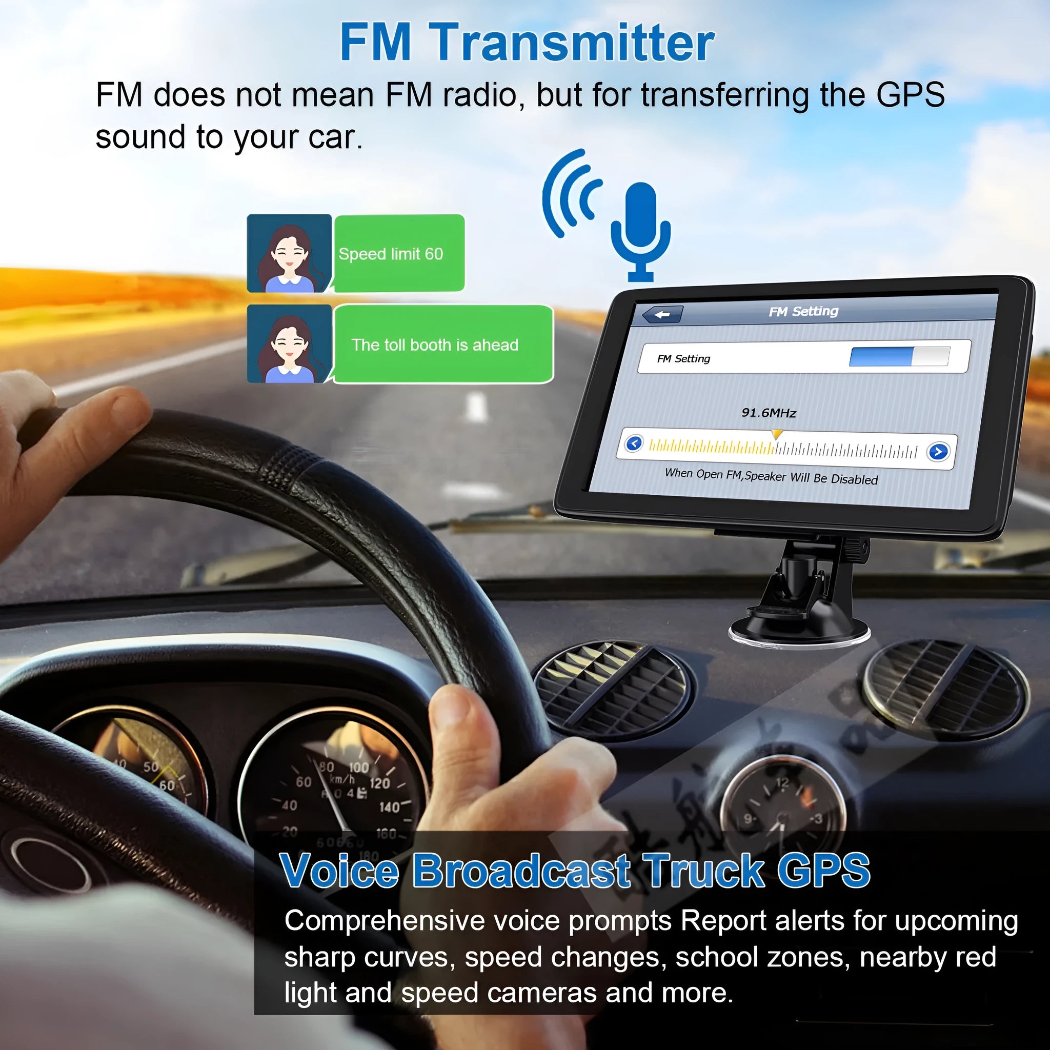 7-inch portable car GPS navigation device with bracket and charger