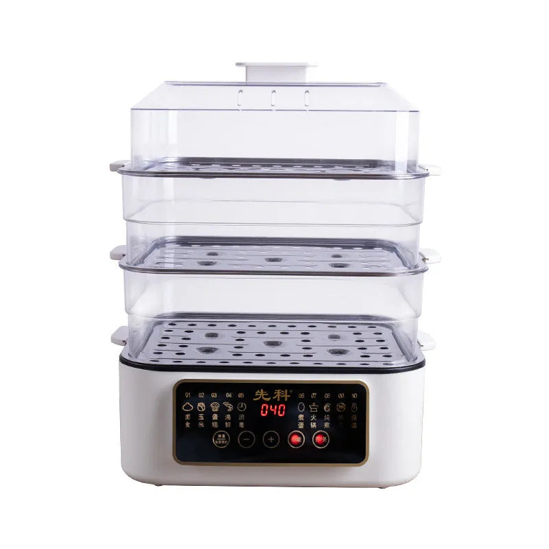 28-litre electric food steamer with stainless steel rack and automatic measuring function