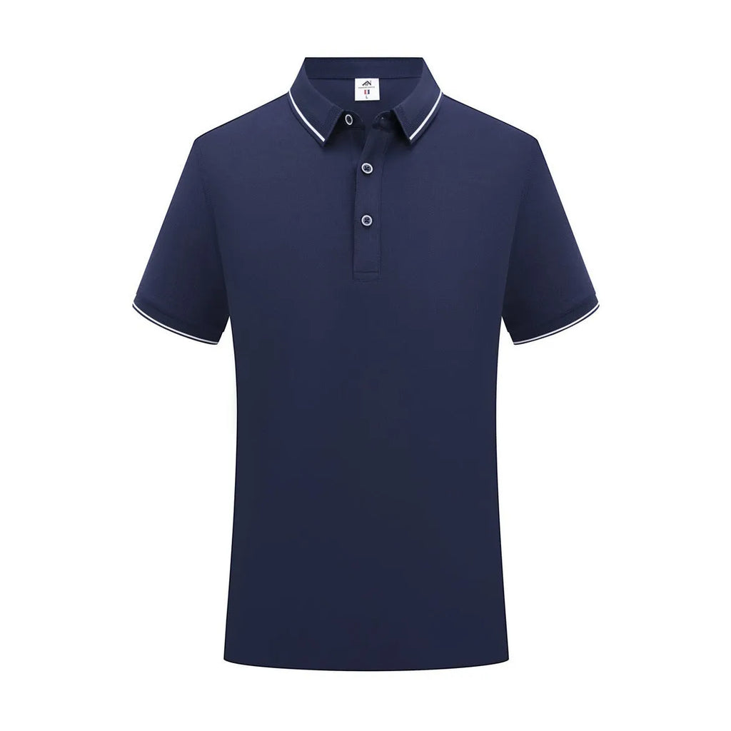 Beautician short-sleeved polo shirt in cool silk cotton with asymmetric colour detail
