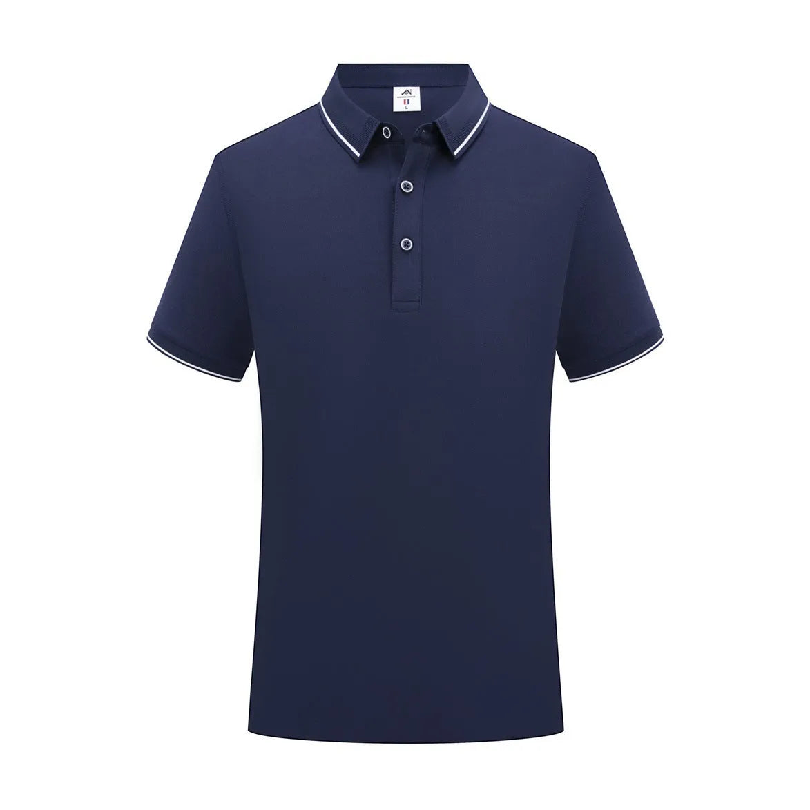 Beautician short-sleeved polo shirt in cool silk cotton with asymmetric colour detail