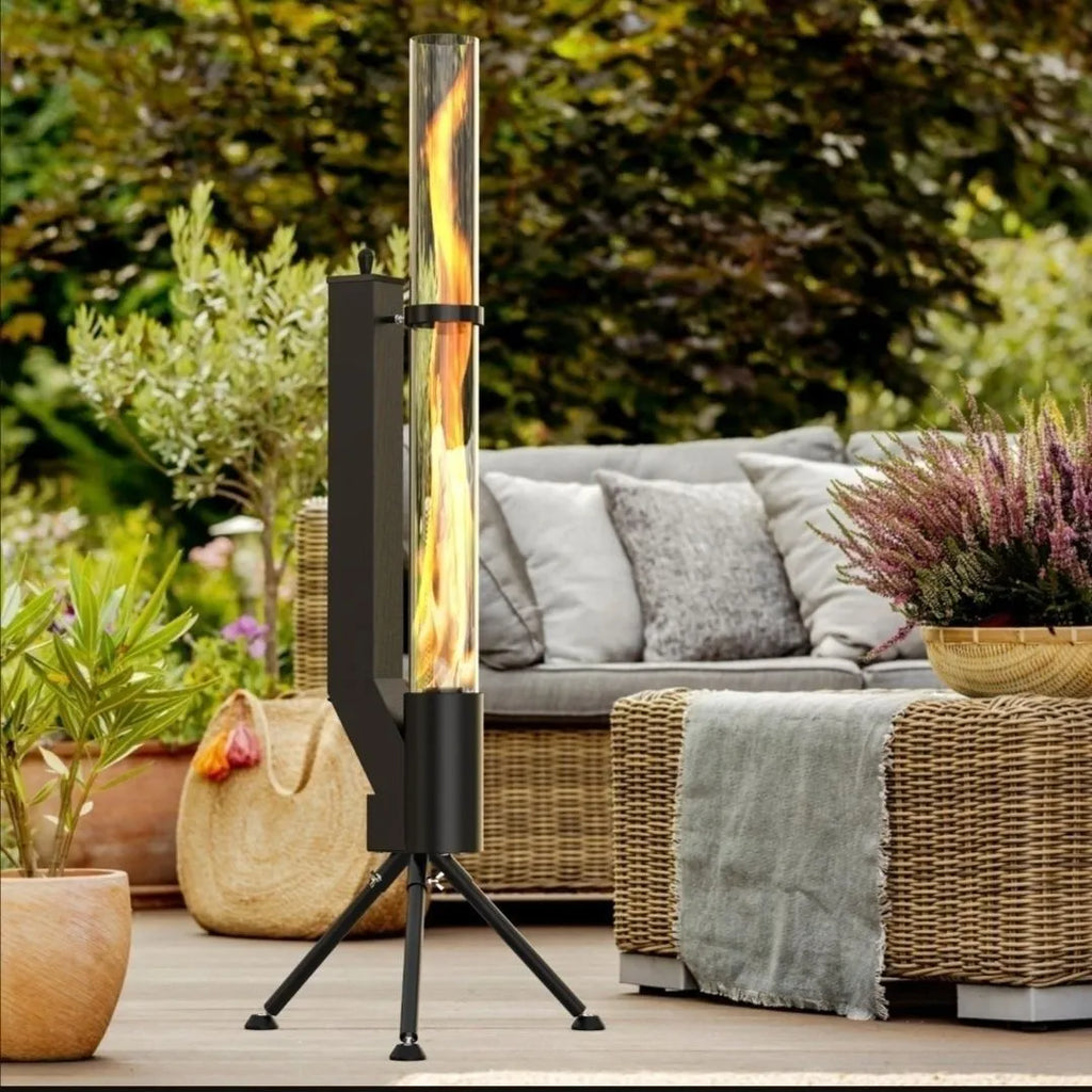 Vertical iron wood burning rocket furnace heating stove for courtyard use
