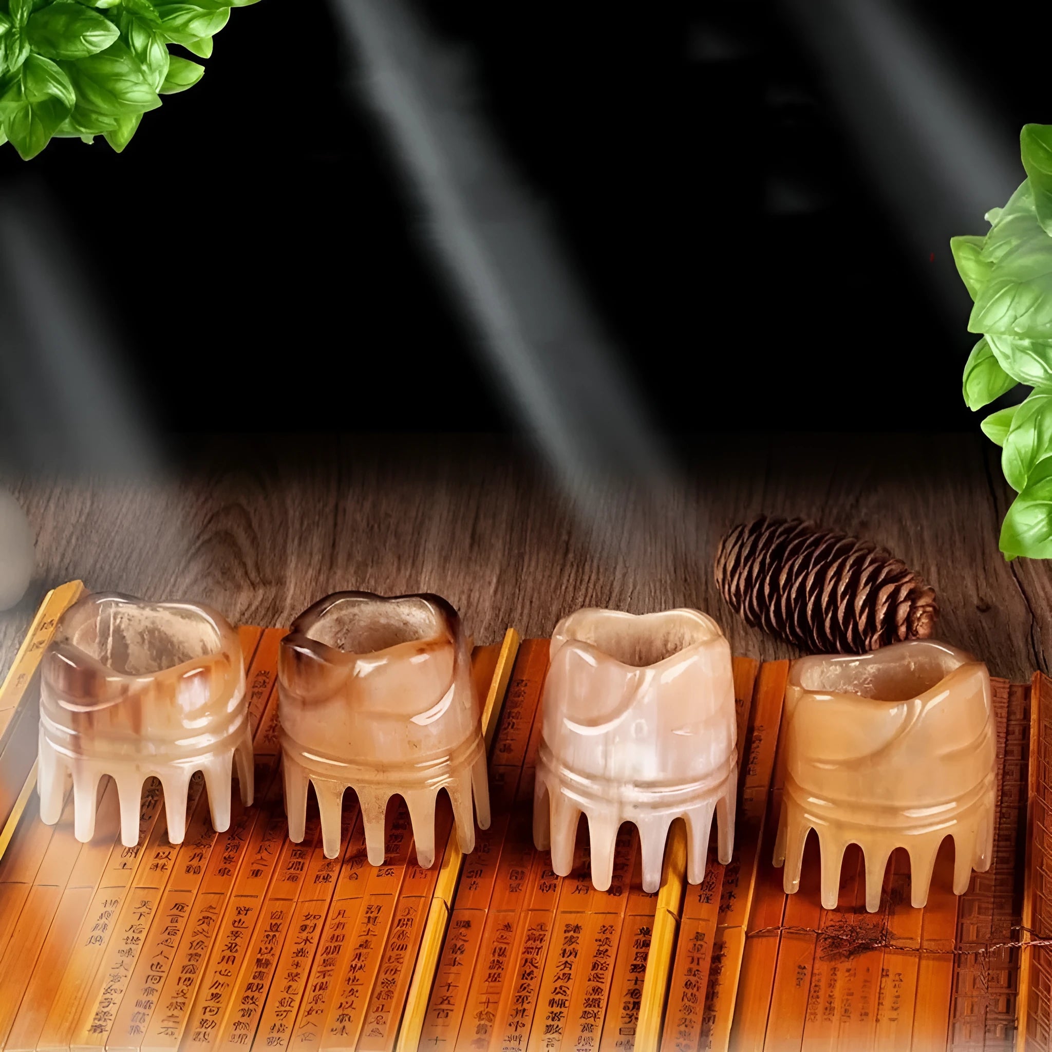 Traditional Chinese medicine white buffalo horn comb for head meridian massage with multiple tooth style options