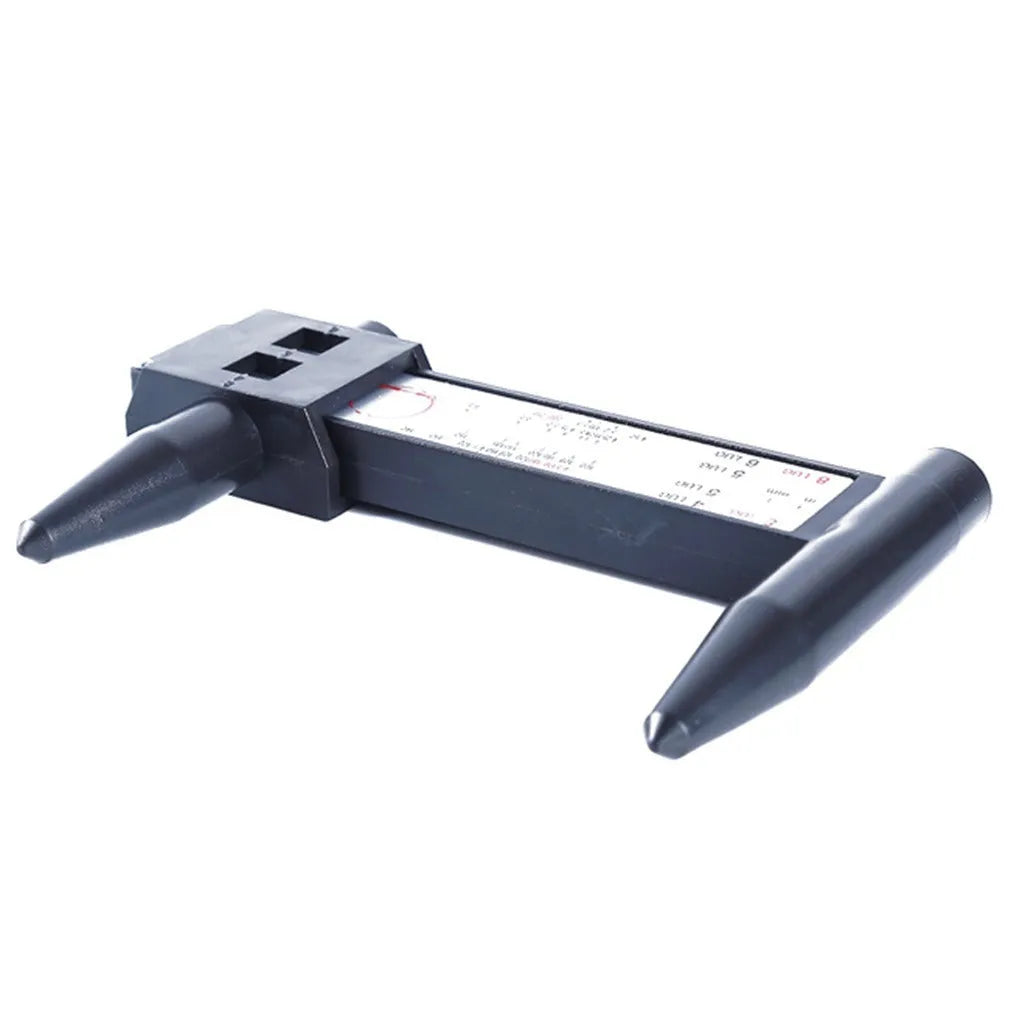 Plastic electronic digital caliper with LCD screen for measuring hole distances up to 180mm.