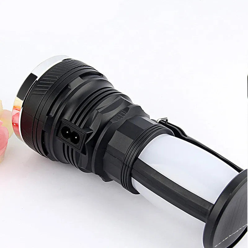 Black solar charging LED emergency flashlight with USB outlet