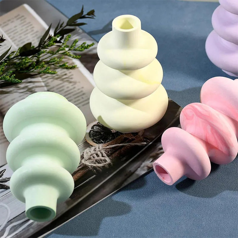 Three layer circle vase silicone mold for resin casting and baking in geometric design