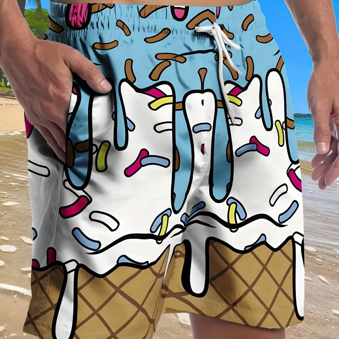2025 summer men's casual shorts in breathable polyester, simple style, available in multiple colours