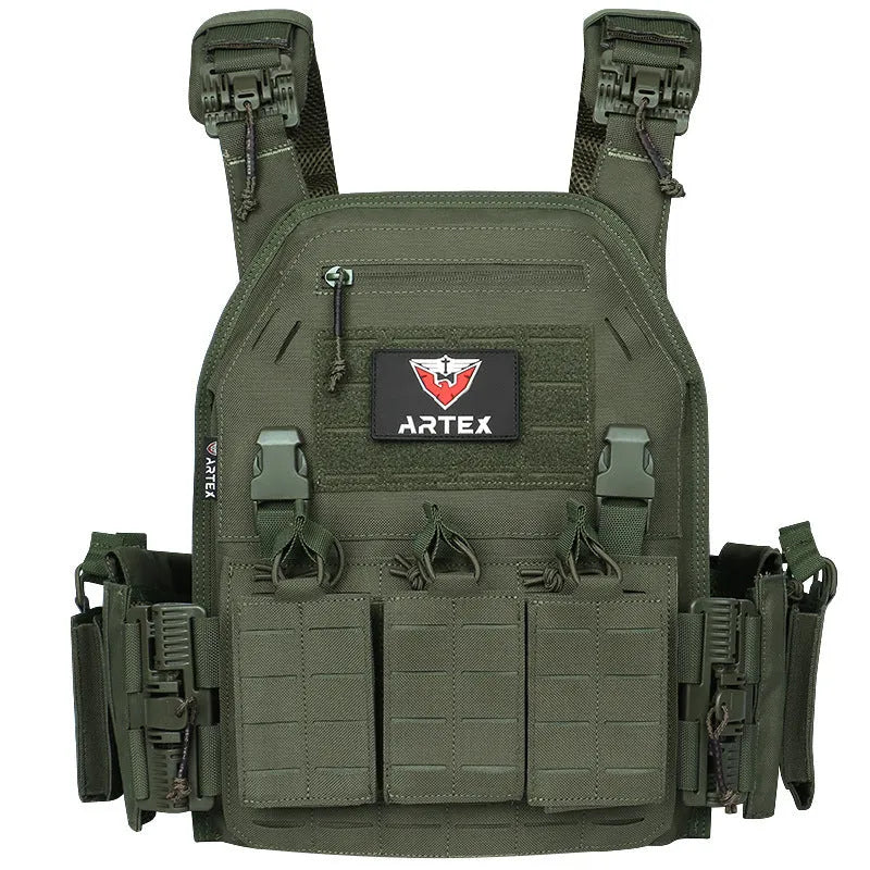 Artex multi-functional tactical vest in camouflage colour with quick release system for outdoor use