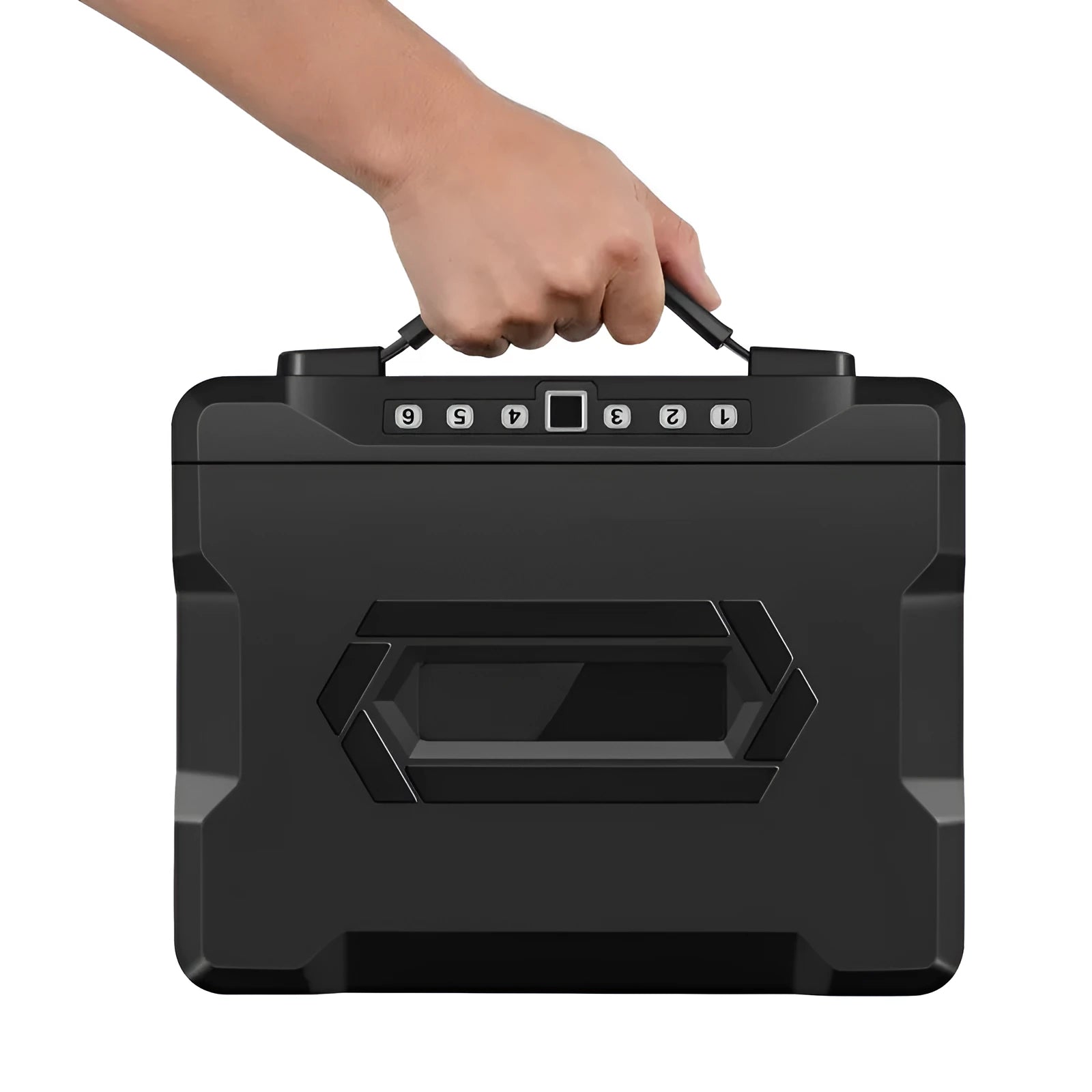 L12 portable small safe box with mechanical dial combination lock.