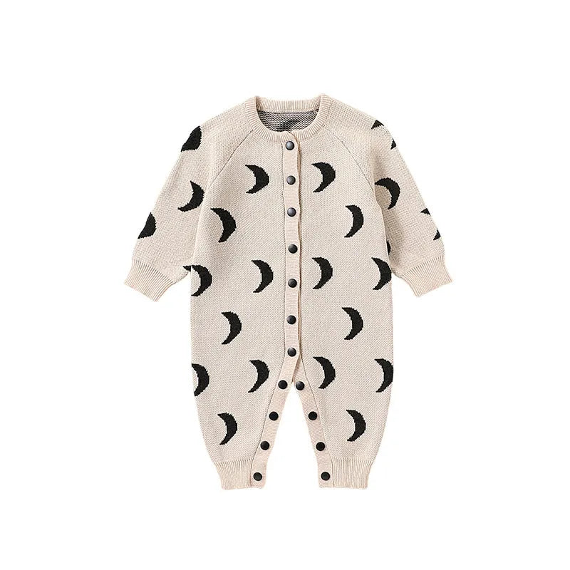 Nordic style baby jumpsuit in oatmeal colour with long sleeves, cotton fabric, unisex design