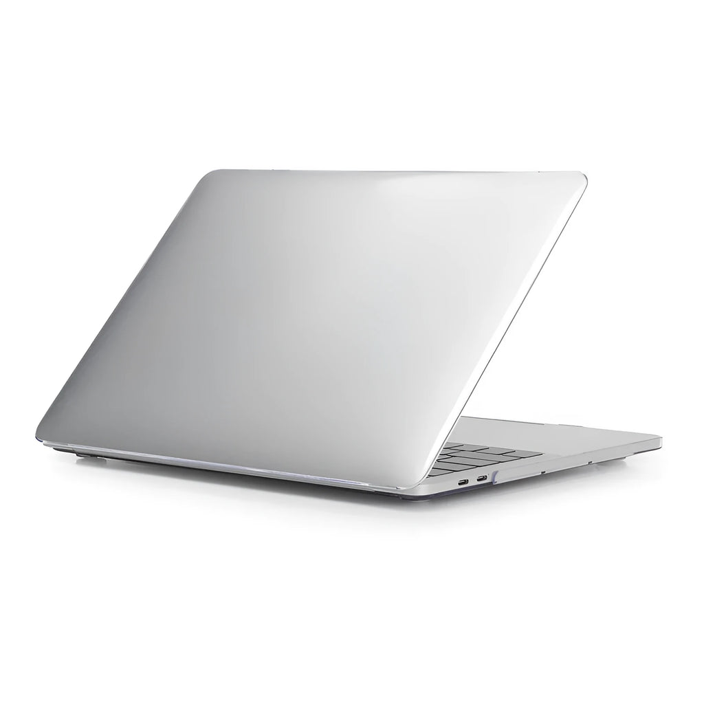 Transparent and black PC hard protective cases for 14-inch and 16-inch Apple MacBook Pro laptops.