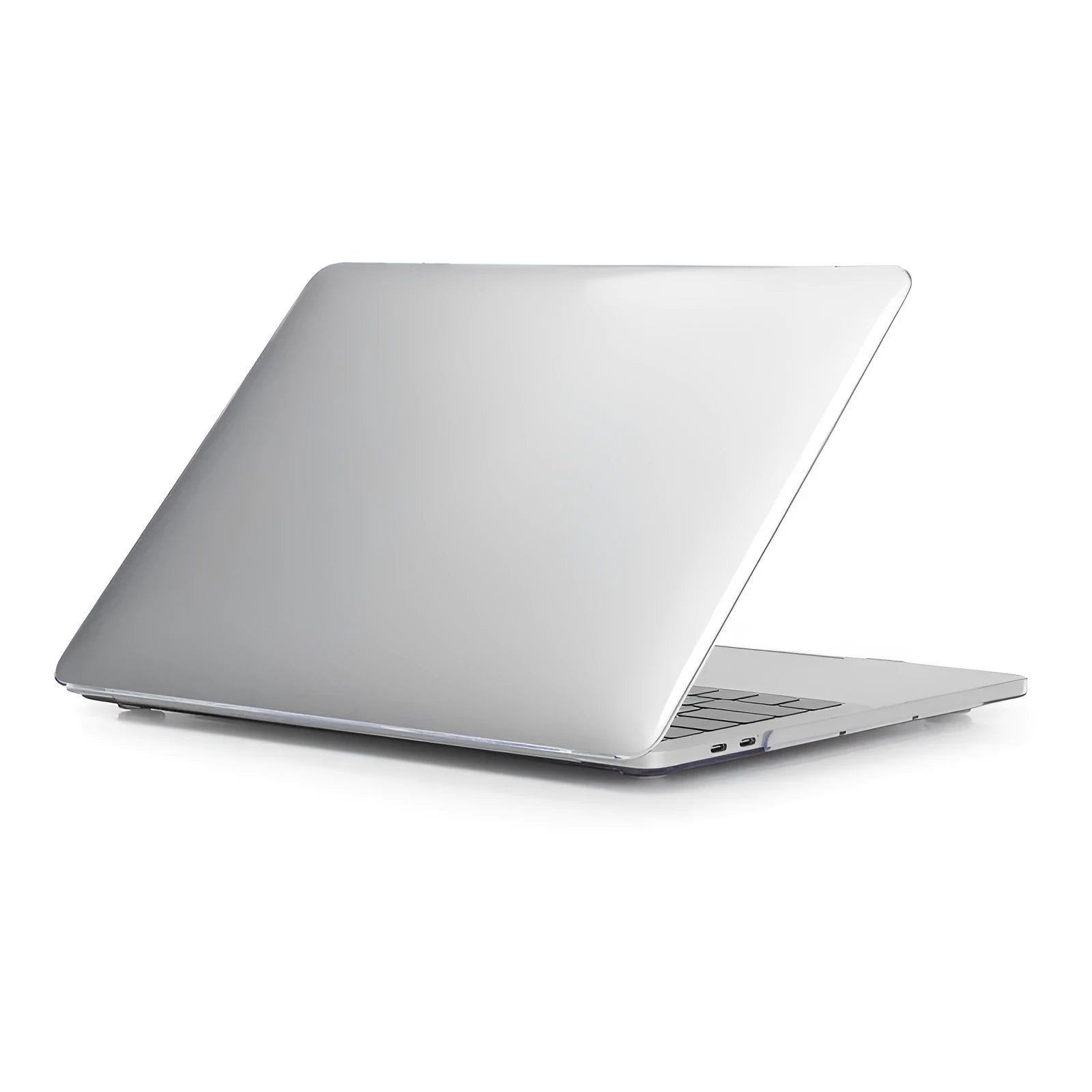 Transparent and black PC hard protective cases for 14-inch and 16-inch Apple MacBook Pro laptops.
