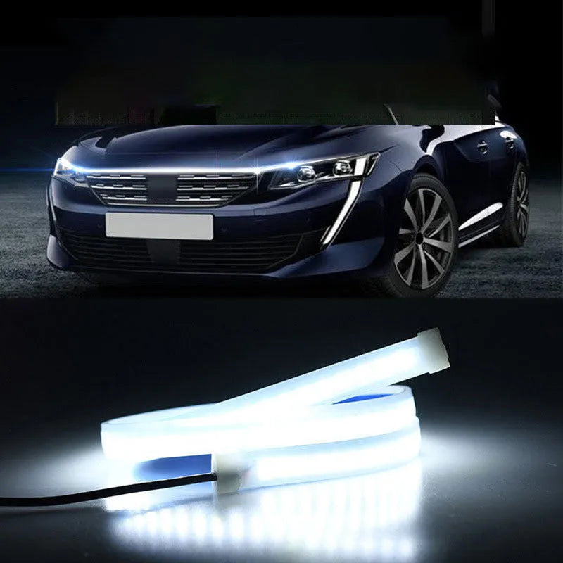 Flexible PVC LED atmosphere lighting strip for General Motors car engine cover installation.