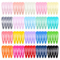 80 metal hair barrettes in 20 different colours spilling from a zip-lock storage bag.