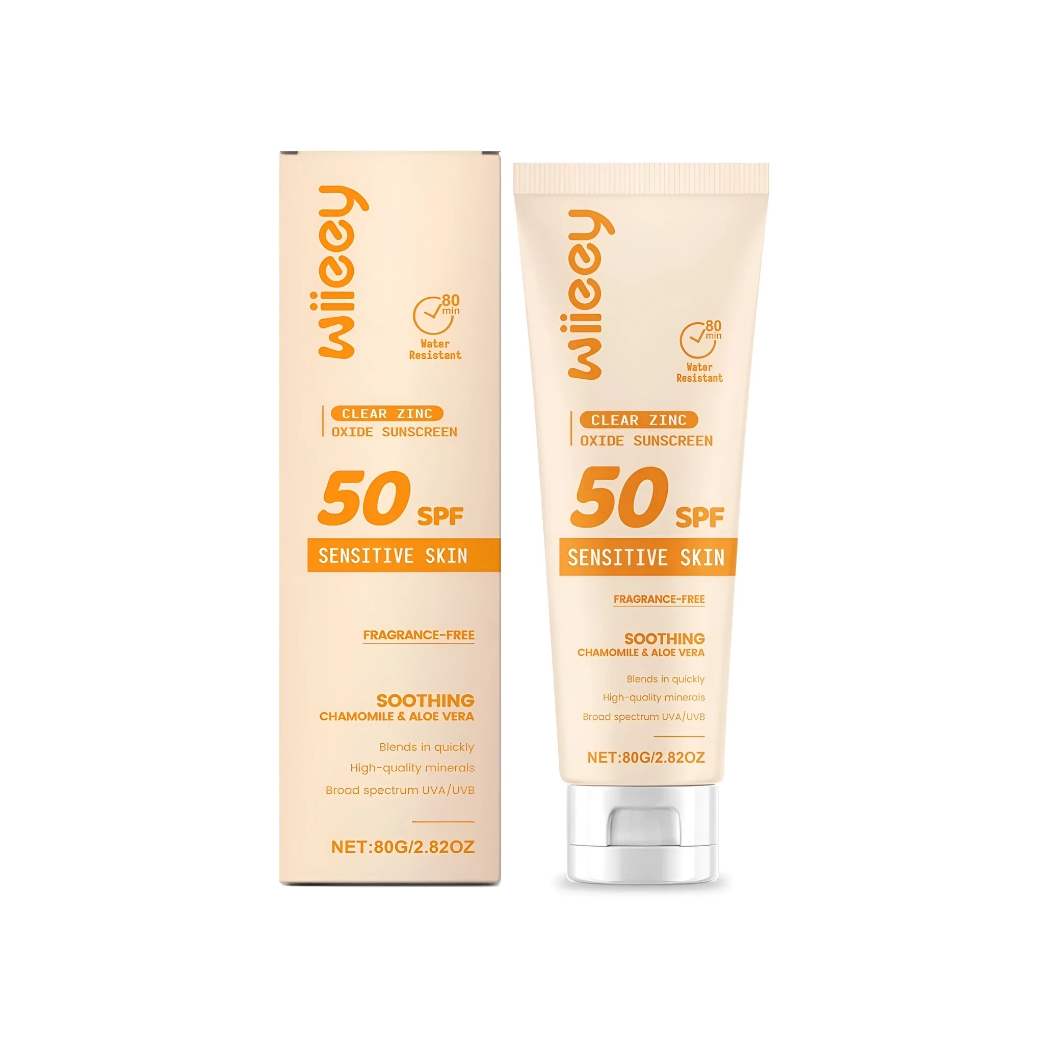 80g tube of Clear Zinc Oxide Sunscreen with titanium dioxide mineral protection