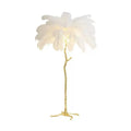 Tall decorative floor lamp with resin feather details in choice of colours, standing 170cm high.