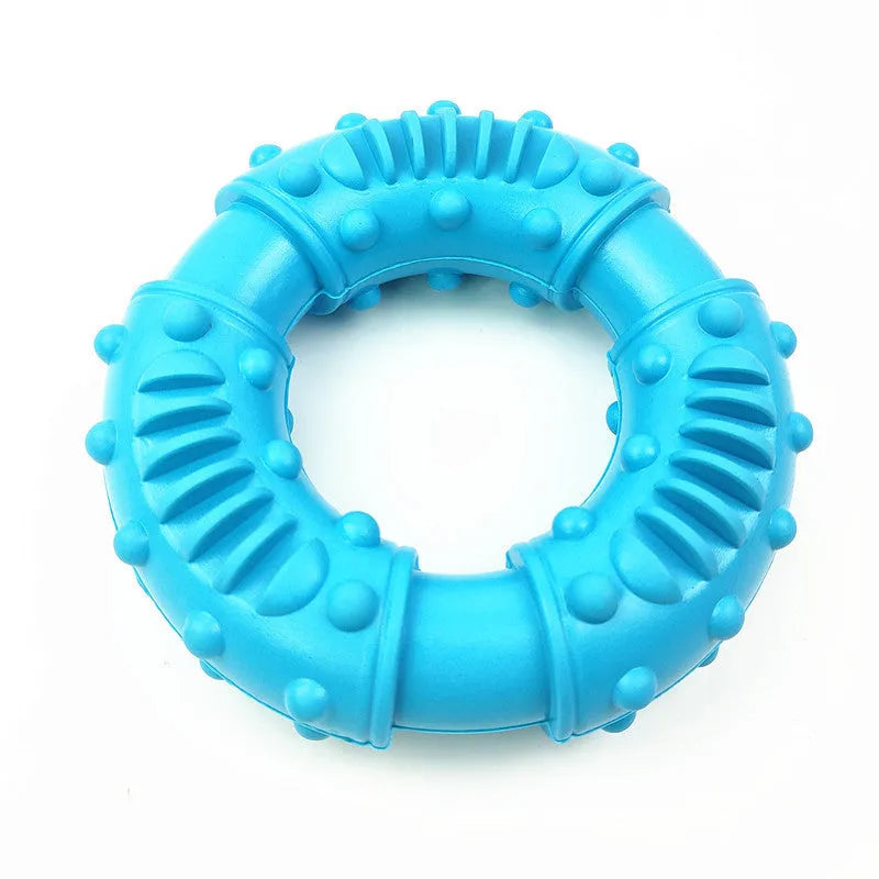 Blue hollow rubber dog fetching stick toy for catch and fetch games with dogs