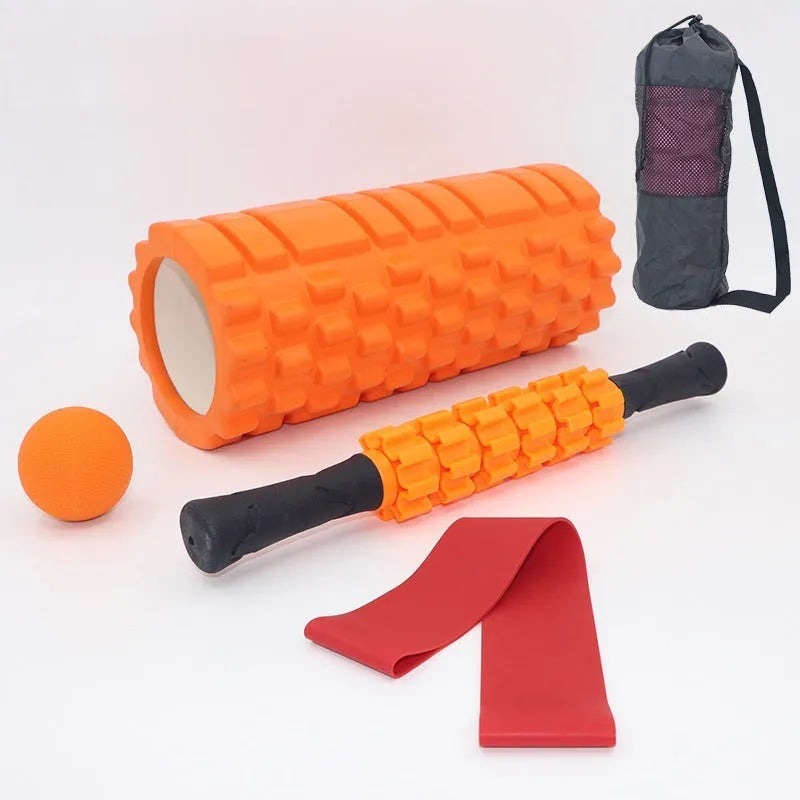 Black foam roller massage bar measuring 33cm with PVC grip pieces