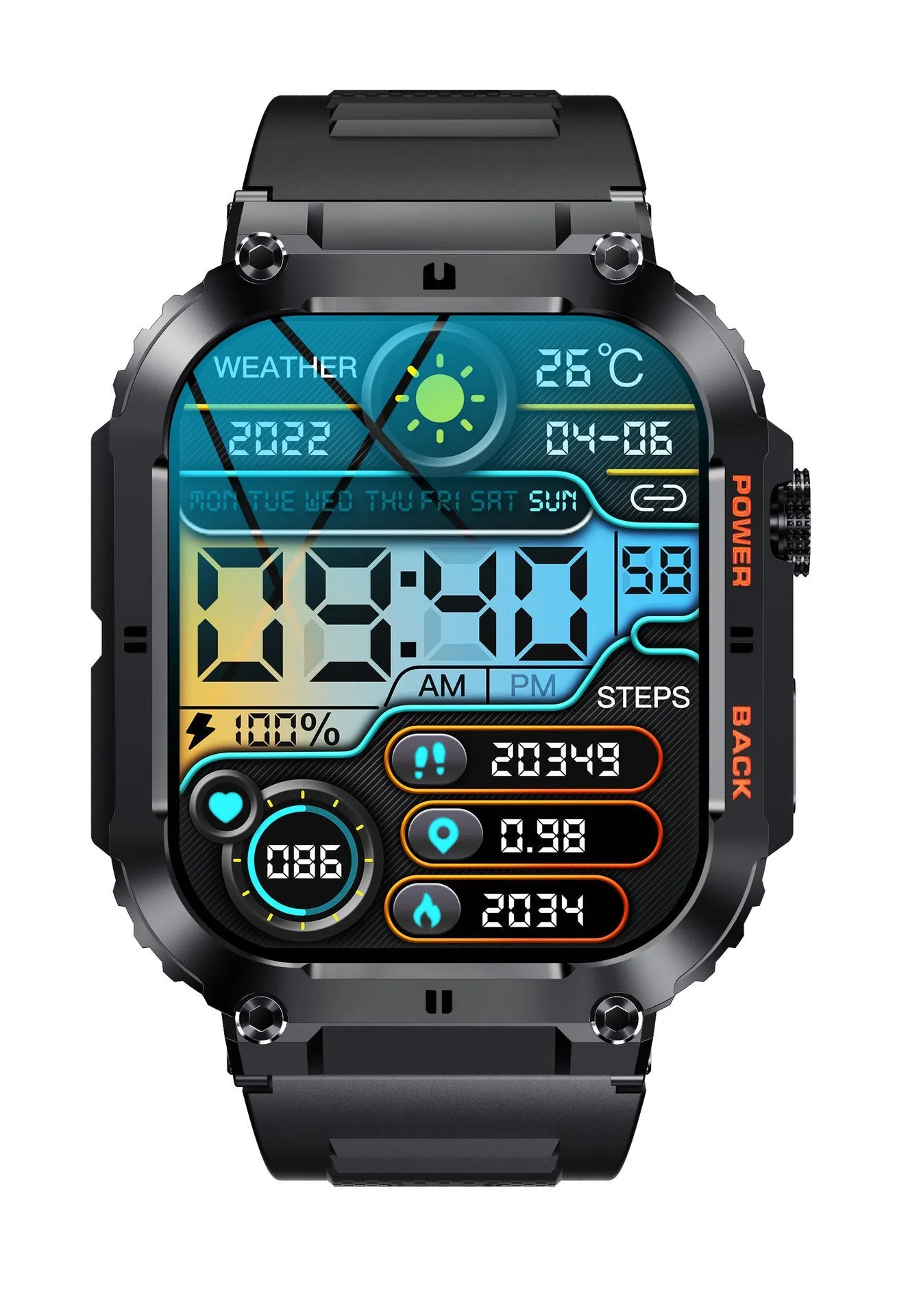 K57PRO Bluetooth smartwatch with call function and smart reminders, TFT screen, black colour