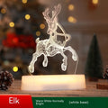3D acrylic Christmas LED decorative night light showing a choice of festive designs like trees and reindeer.