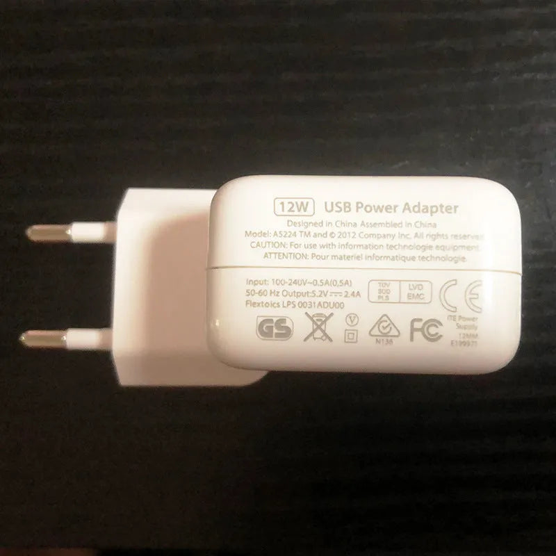 USB iPad tablet charger with international plug options in white