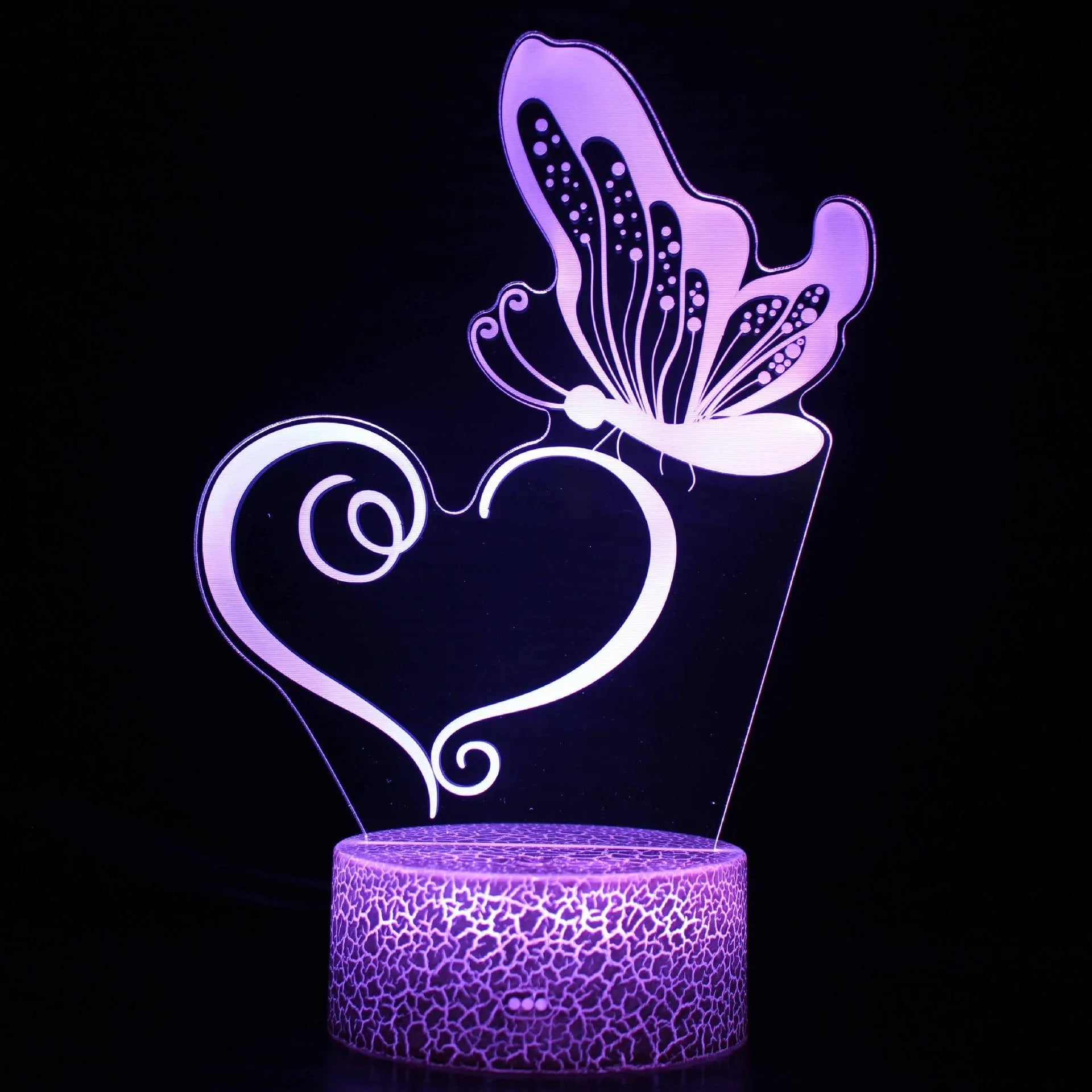 Colourful 3D acrylic USB touch table lamp with night scene design on 9.5cm base