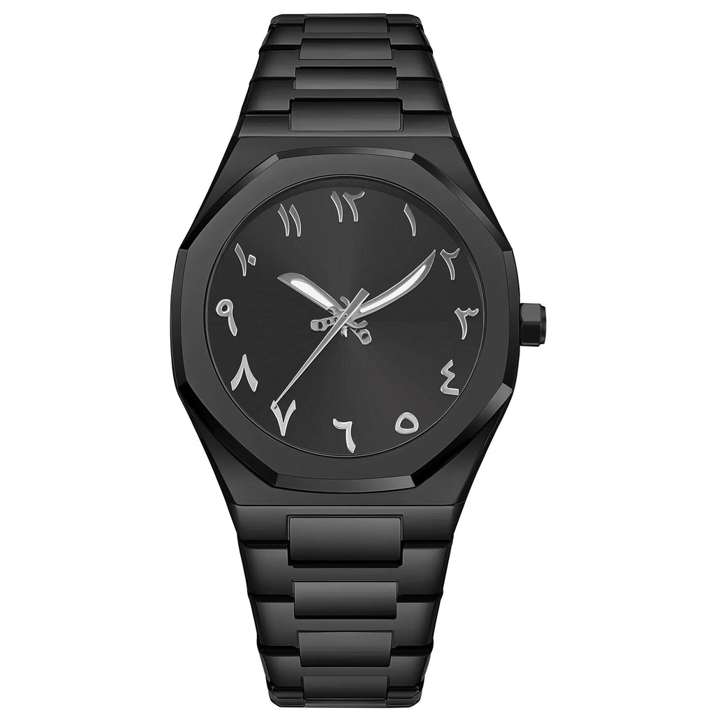 Men's business casual stainless steel quartz wristwatch showing a 10mm profile