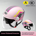 Children's lightweight ABS motorcycle half helmet with a double mirror visor, shown in a light brown colour.