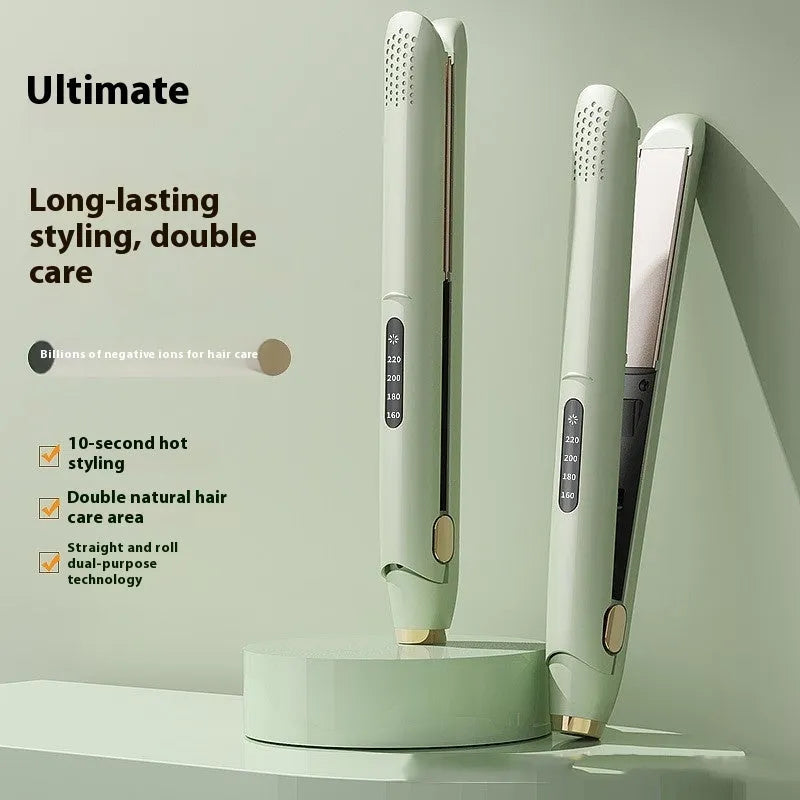 LCD screen hair straightener with temperature control in almond white, glory black, or olive green colours