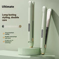 LCD screen hair straightener with temperature control in almond white, glory black, or olive green colours