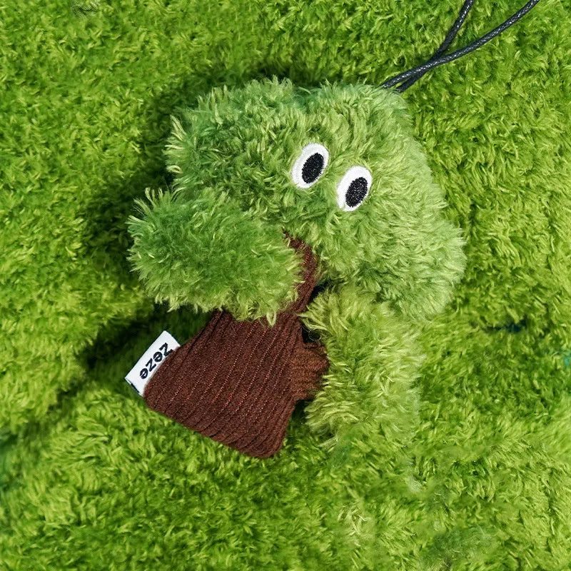 Pine tree-shaped cat toy bag pendant infused with cat mint, shown in three sizes