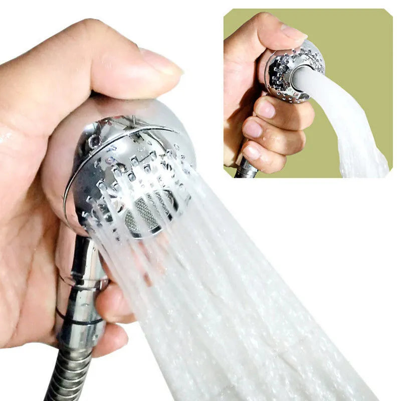 Silver non-pressure handheld shower head for gentle pet and baby washing
