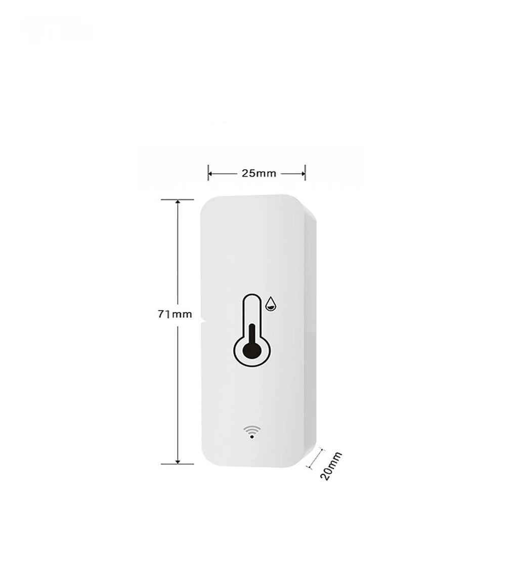 WiFi Zigbee temperature and humidity sensor with ABS plastic housing measuring 72x25x20mm