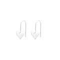 Silver-coloured three-dimensional heart-shaped earrings with glossy finish on copper