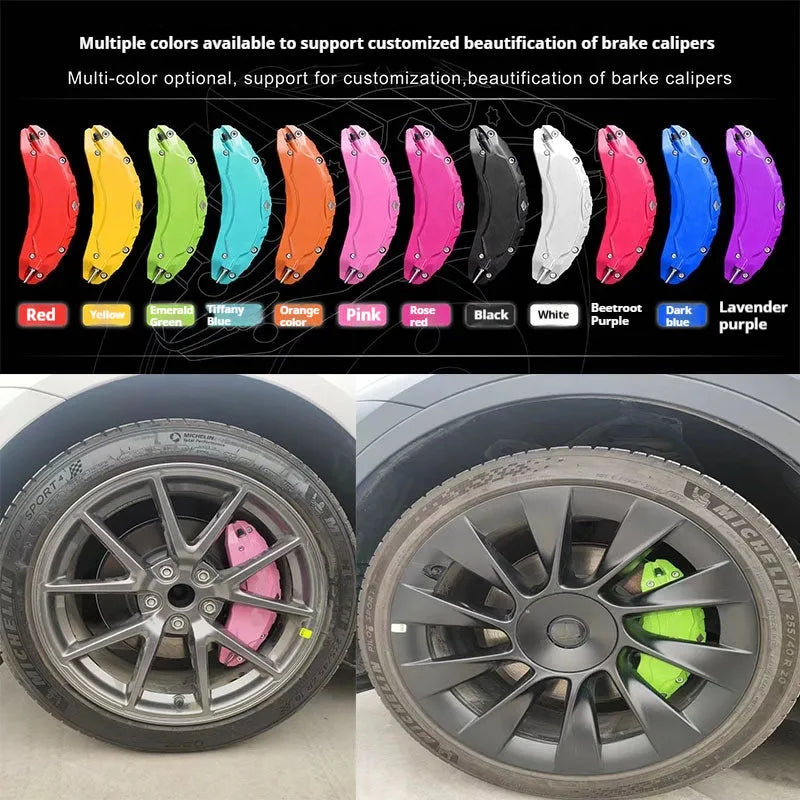 Tesla Model 3 aluminium alloy brake caliper cover in red colour clip-on appearance modification