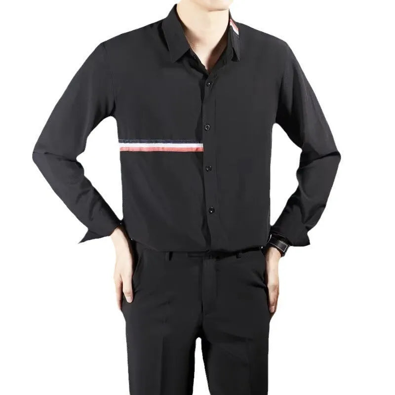 Hong Kong style loose fit shirt cardigan in a cotton blend fabric, shown in a light blue colour.