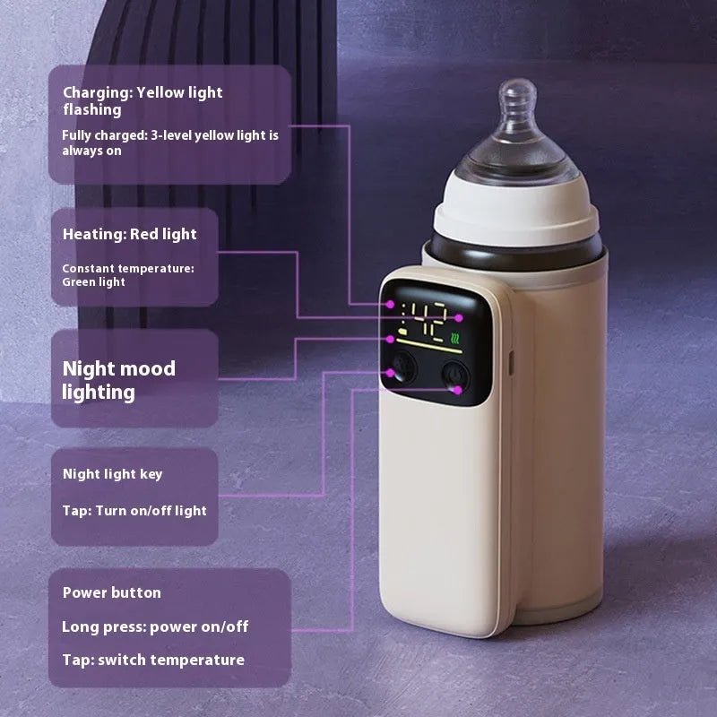 Universal baby bottle insulation cover with heating function and 8000mAh fast-charge battery