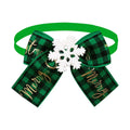 Red and green Christmas pet bow tie accessory with British style design for dogs and cats