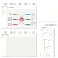 Mind map notebook with template showing A4 large and B5 medium size options with PP covers
