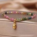 Natural tourmaline flower beaded adjustable anklet bracelet jewellery for women