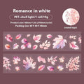 Roll of PET decorative stickers showing leaf patterns including ginkgo and maple designs, 40mm wide