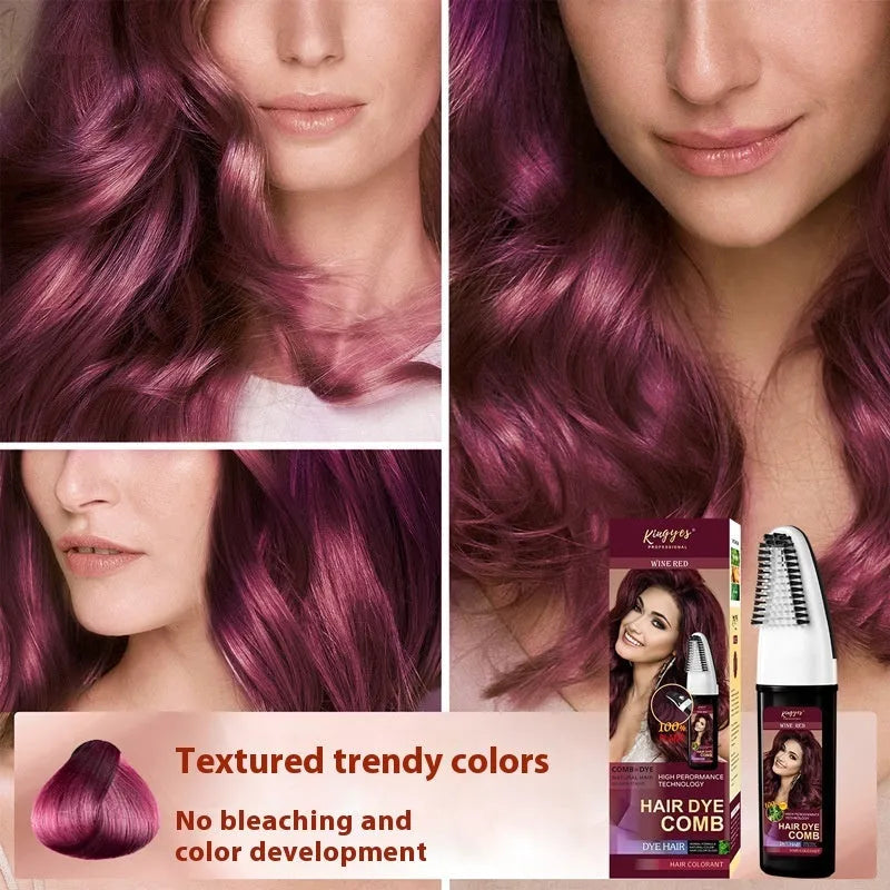 Hair dye colouring comb kit with 200ml bottles of Black, Wine Red and Dark Brown cream hair colour
