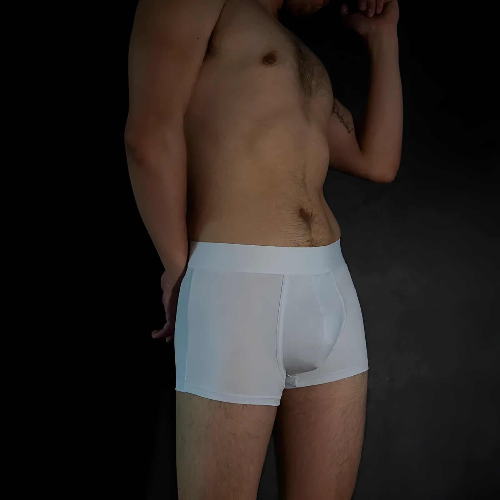 Men's solid colour cotton boxer underwear in black, white, silver grey and light green
