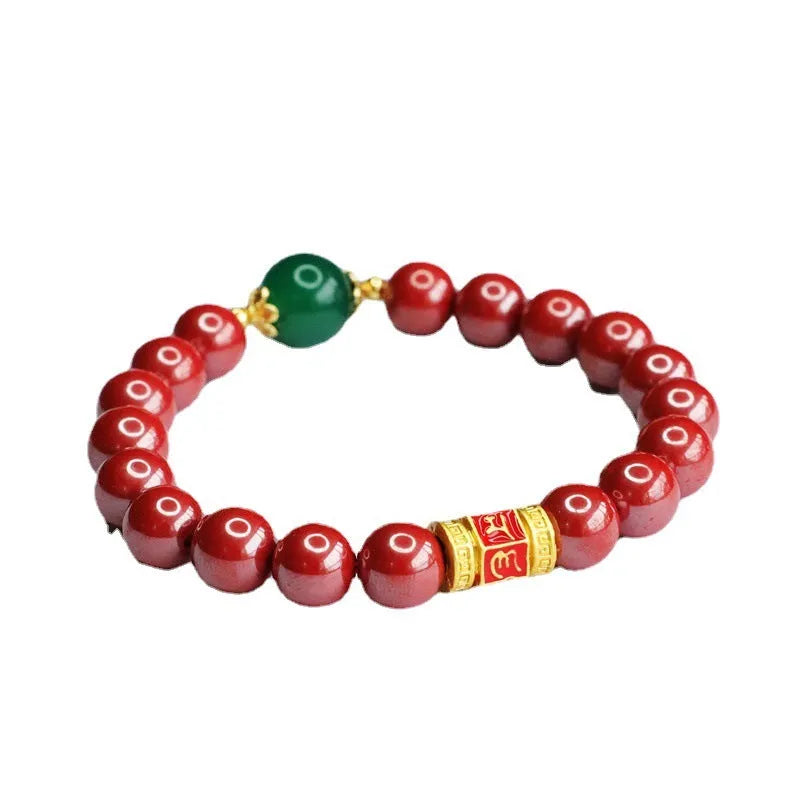 Emperor sandstone colour six words motto bracelet made from cinnabar with 8mm purity