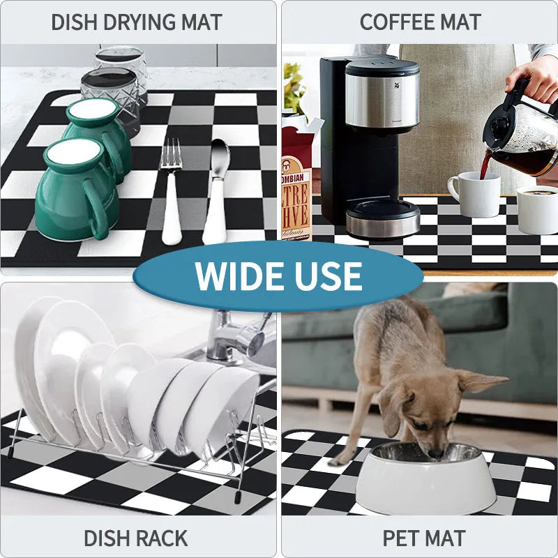 Square technical cloth drainage mat with black colour and rubber anti-slip backing
