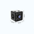 Black cubic network camera on a mounting bracket for indoor HD video monitoring.