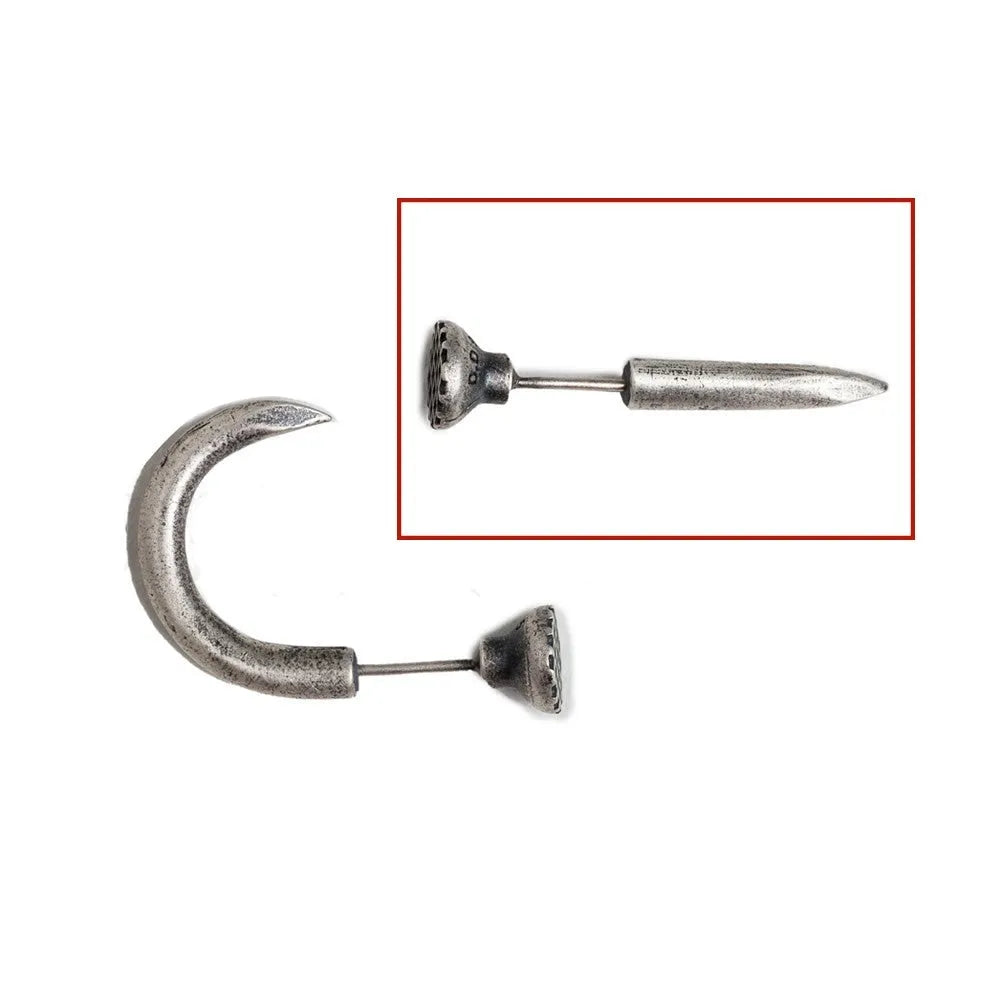 S925 sterling silver nail stud earrings in straight or curved punk design