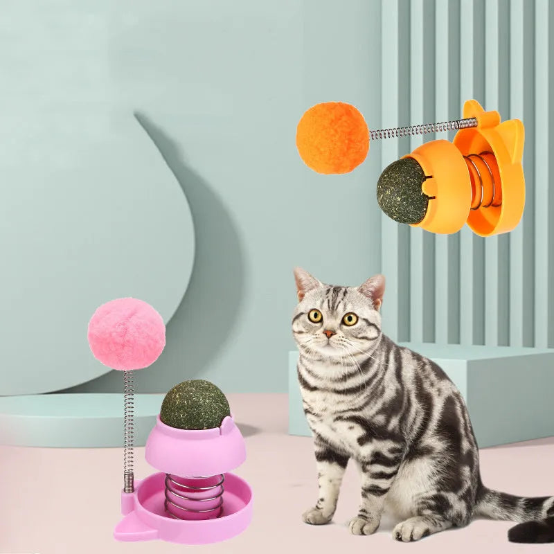 55mm mint-scented cat toy with music features in blue, orange, or pink colours