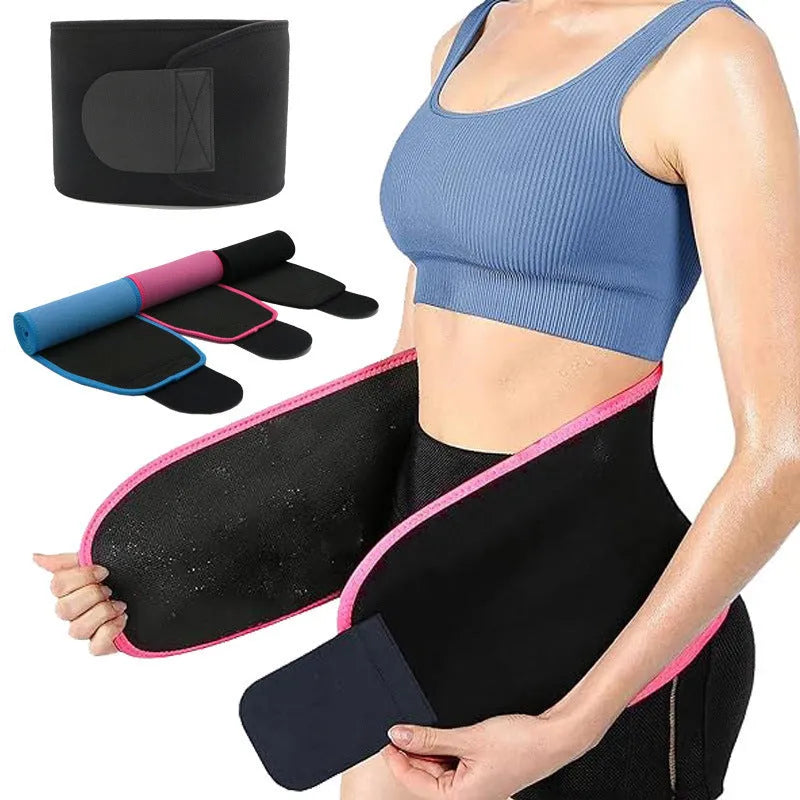 Neoprene lumbar support fitness belt in black, blue, or pink for waist protection.